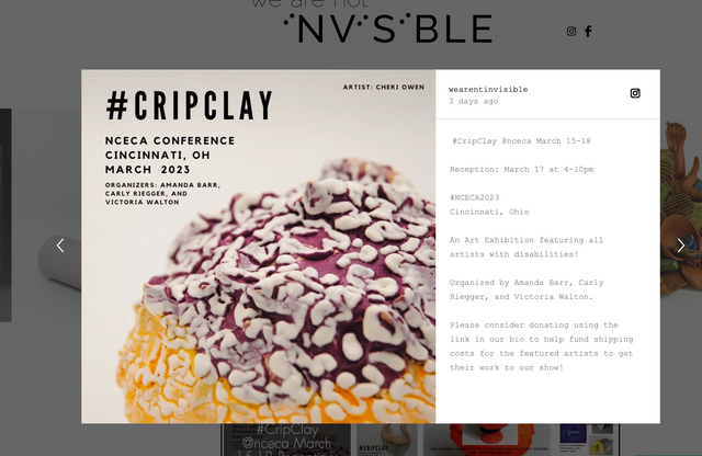 Picture of event for Crip Clay NCEA  conference for artist with disabilities. 