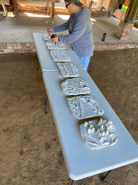 Cheri working on Forgive yourself Sculptures