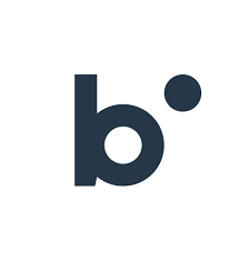 navy blue lower case b and a dot 
