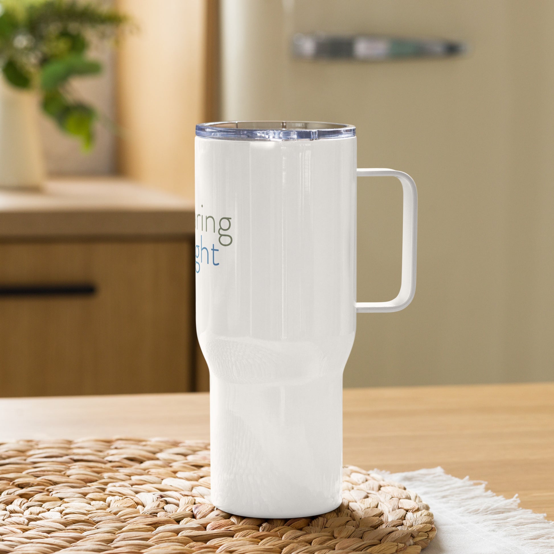 Travel mug with a handle - white