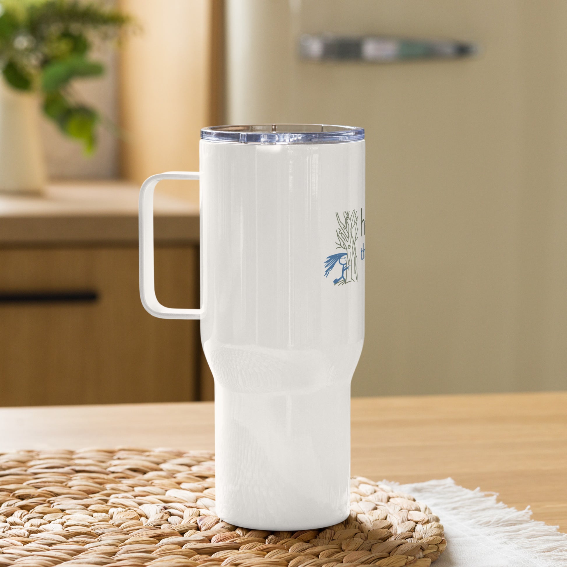 Travel mug with a handle - white
